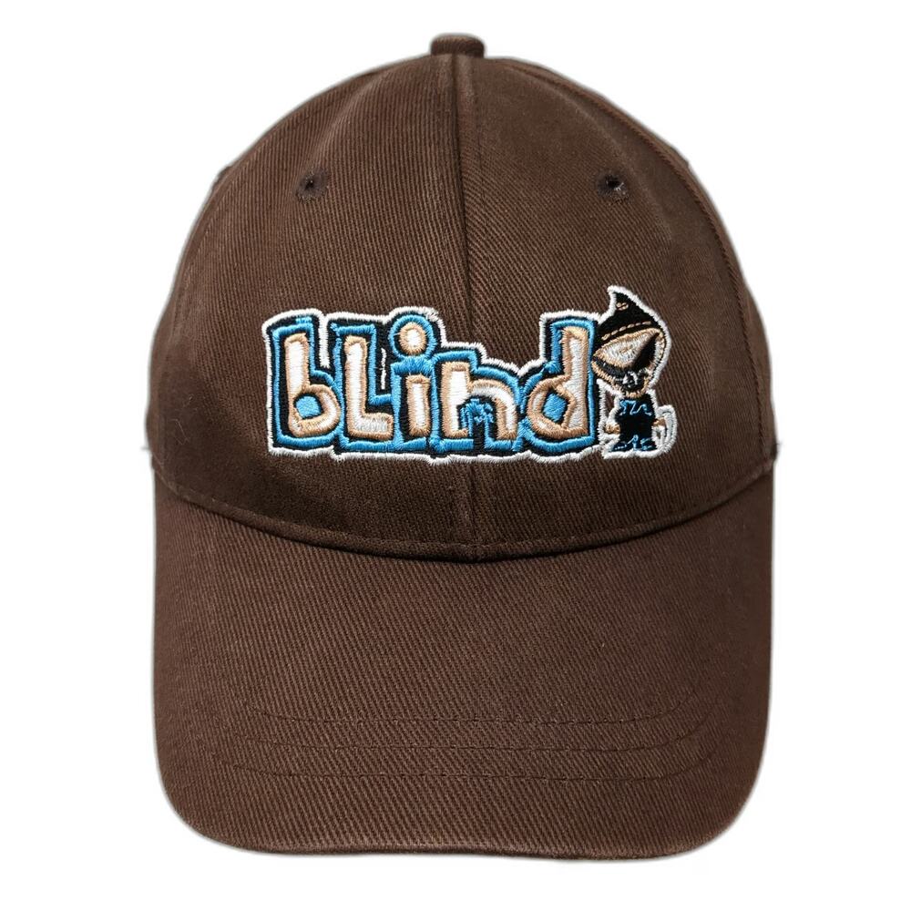 Blind Baseball Cap Brown S Stretch Fit Grim Reaper Mascot Logo Skateboard Hat